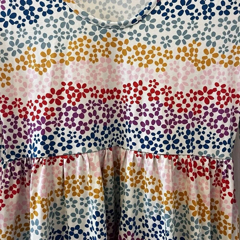 Hanna Andersson Long Sleeve Skater Dress Pockets Rainbow Floral Girls 150 US 12